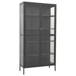 Berkfield Home Display Cabinet Anthracite 90x40x180 cm Steel & Tempered Glass in Black - Size: 90 x 40 x 180 cm