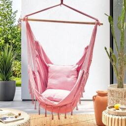 Wyld and Coco Hanging Hammock Chair Pink Cotton-Polyester Indoor Outdoor - thumbnail 1