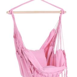 Wyld and Coco Hanging Hammock Chair Pink Cotton-Polyester Indoor Outdoor - thumbnail 2