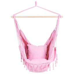 Wyld and Coco Hanging Hammock Chair Pink Cotton-Polyester Indoor Outdoor - thumbnail 3