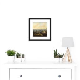 Artery8 De Verwer Naval Battle On The Ijsselmeer 8X8 Inch Square Wooden Framed Wall Art Print Picture with Mount in Black - thumbnail 2