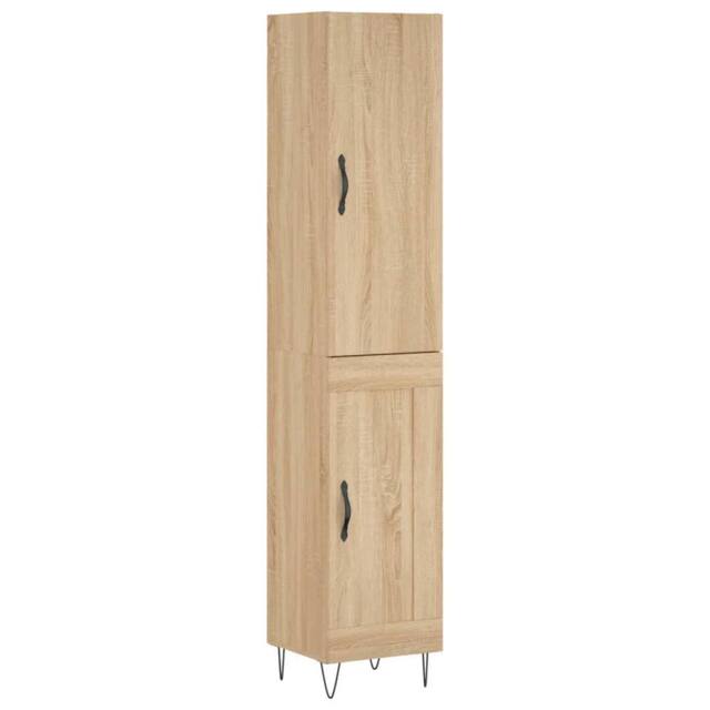 Berkfield Home Highboard Sonoma Oak 34.5x34x180 cm Engineered Wood in Brown - image 1