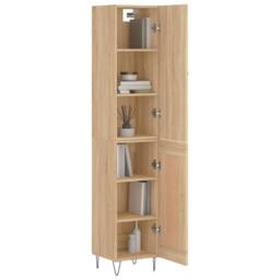 Berkfield Home Highboard Sonoma Oak 34.5x34x180 cm Engineered Wood in Brown - thumbnail 3