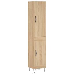 Berkfield Home Highboard Sonoma Oak 34.5x34x180 cm Engineered Wood in Brown - thumbnail 1
