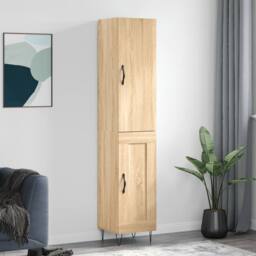 Berkfield Home Highboard Sonoma Oak 34.5x34x180 cm Engineered Wood in Brown - thumbnail 2