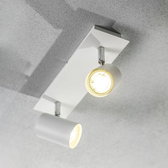 CGC Lighting 'Veneto' White Double GU10 Ceiling Spotlight Two Head Adjustable Bar Light - image 1