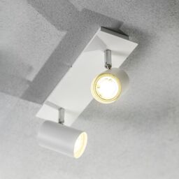 CGC Lighting 'Veneto' White Double GU10 Ceiling Spotlight Two Head Adjustable Bar Light - thumbnail 1