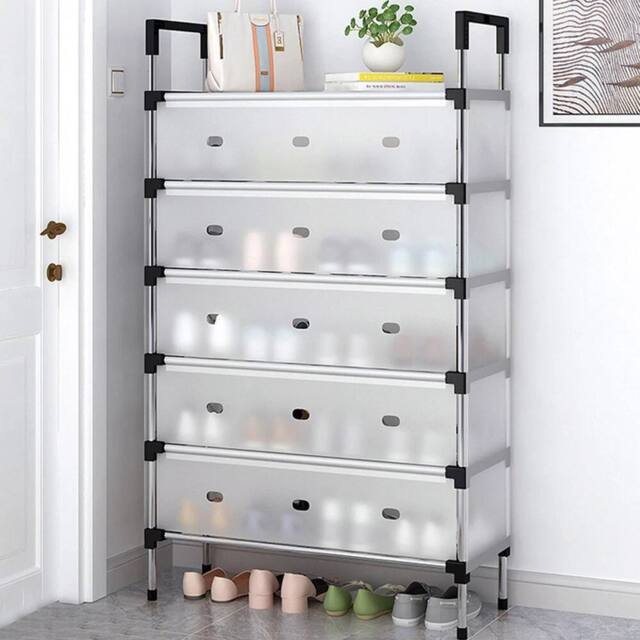 VOGREX 6 Tier Cabinet Storage Organiser Shoe Rack Stand Holder in Silver - image 1