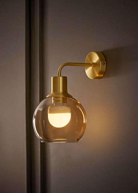 ValueLights Bellamy Globe Glass Shade Rechargeable Wall Light in Gold - image 1