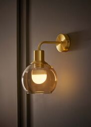 ValueLights Bellamy Globe Glass Shade Rechargeable Wall Light in Gold