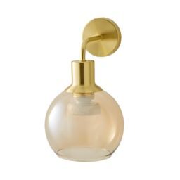 ValueLights Bellamy Globe Glass Shade Rechargeable Wall Light in Gold - thumbnail 6