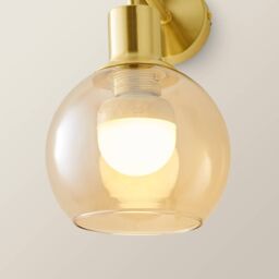 ValueLights Bellamy Globe Glass Shade Rechargeable Wall Light in Gold - thumbnail 4