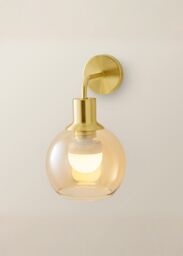 ValueLights Bellamy Globe Glass Shade Rechargeable Wall Light in Gold - thumbnail 2