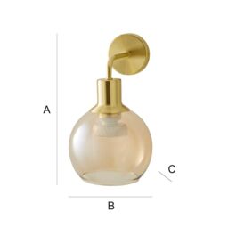 ValueLights Bellamy Globe Glass Shade Rechargeable Wall Light in Gold - thumbnail 7