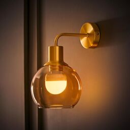 ValueLights Bellamy Globe Glass Shade Rechargeable Wall Light in Gold - thumbnail 3