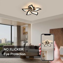 COMELY Modern LED Ceiling Light, 60W Modern Flower Acrylic Lamp, 3000K, Black - thumbnail 7