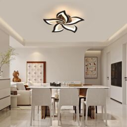 COMELY Modern LED Ceiling Light, 60W Modern Flower Acrylic Lamp, 3000K, Black - thumbnail 4
