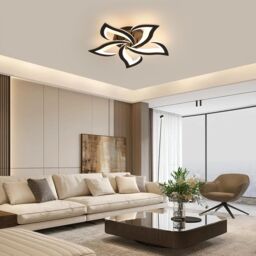 COMELY Modern LED Ceiling Light, 60W Modern Flower Acrylic Lamp, 3000K, Black - thumbnail 3