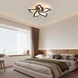 COMELY Modern LED Ceiling Light, 60W Modern Flower Acrylic Lamp, 3000K, Black - thumbnail 2