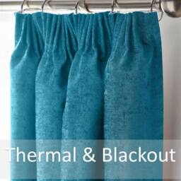 Luxury Living Chenille Blackout Pencil Pleat Top Curtains in Teal - Size: 229 cm width x 229 cm drop - thumbnail 3