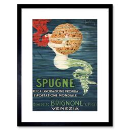"Artery8 Wall Art Print Sponge Mermaid Venice Brignone Brothers Artwork Framed 9X7 Inch in Black - Size: W7"" x H9""" - thumbnail 1
