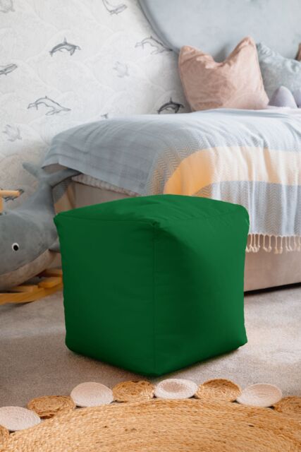 Snug City Waterproof Cube Indoor Outdoor Bean Bag Foot Stool Pouffe in Dark Green - image 1
