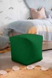 Snug City Waterproof Cube Indoor Outdoor Bean Bag Foot Stool Pouffe in Dark Green - thumbnail 1