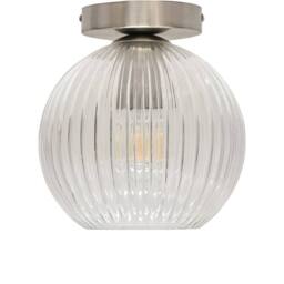 First Choice Lighting Set of 2 Betchley - Clear Ribbed Glass Satin Nickel Ceiling Lights - thumbnail 2