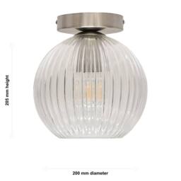 First Choice Lighting Set of 2 Betchley - Clear Ribbed Glass Satin Nickel Ceiling Lights - thumbnail 6