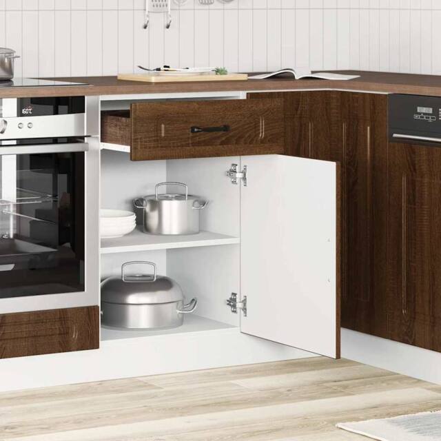 Berkfield Home Kitchen Base Cabinet Kalmar Brown Oak Engineered Wood - image 1
