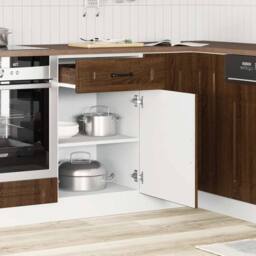 Berkfield Home Kitchen Base Cabinet Kalmar Brown Oak Engineered Wood - thumbnail 1