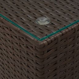 Berkfield Home Side Tables 3 pcs with Glass Top Brown Poly Rattan - thumbnail 6