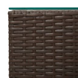 Berkfield Home Side Tables 3 pcs with Glass Top Brown Poly Rattan - thumbnail 5