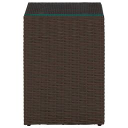 Berkfield Home Side Tables 3 pcs with Glass Top Brown Poly Rattan - thumbnail 4