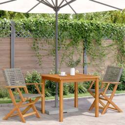Berkfield Home Garden Chairs 2 pcs Grey Solid Wood Acacia & Poly Rattan - thumbnail 3