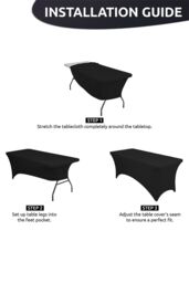 Neel Blue 6FT Rectangle Patio Tablecloth Elastic Spandex Table Cover, Pack of 5 in Black - thumbnail 5
