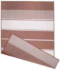 THE RUGS Reversible Outdoor Rugs in Tonal Stripes Design Duo Weave Collection in Burnt Orange - Size: 120 cm x 170 cm - thumbnail 2
