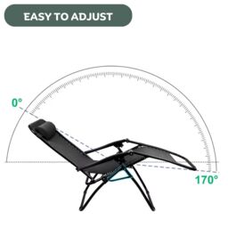 Marco Paul Pack of 2 Reclining Garden Sun Lounger With Padded Head Rest in Black - thumbnail 6