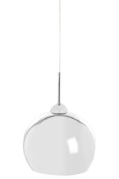 Orsina Chrome Pendant Light With White Inner Shade, Dome Lighting For Kitchens, Modern Metallic Ceiling Drop Lamp in Silver - thumbnail 3