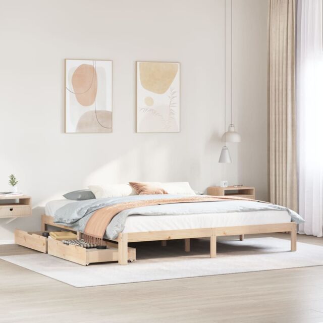 Berkfield Home Bed Frame with Drawers without Mattress 180x200 cm Super King in Brown - image 1