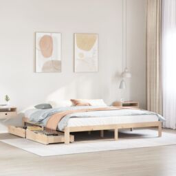 Berkfield Home Bed Frame with Drawers without Mattress 180x200 cm Super King in Brown - thumbnail 1