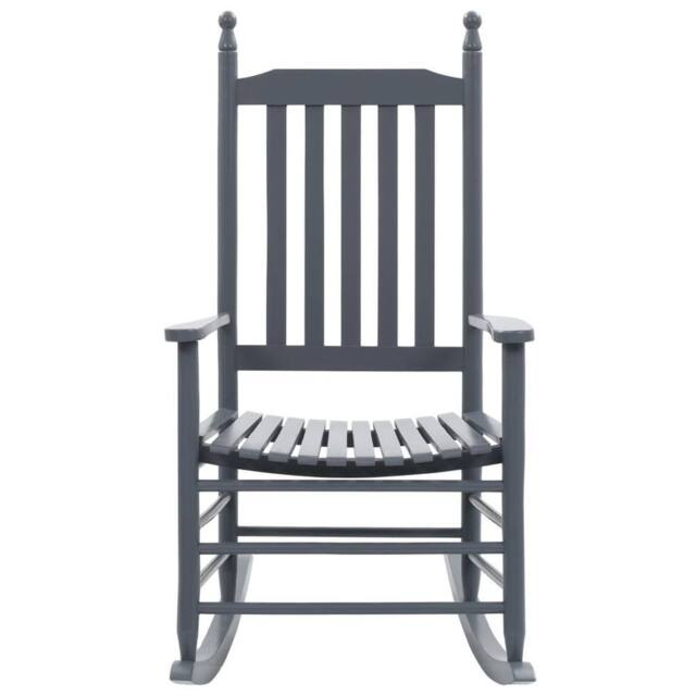 Berkfield Home Rocking Chair with Curved Seat Grey Poplar Wood - image 1