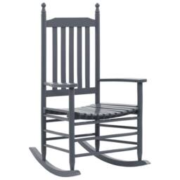 Berkfield Home Rocking Chair with Curved Seat Grey Poplar Wood - thumbnail 2