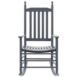 Berkfield Home Rocking Chair with Curved Seat Grey Poplar Wood - thumbnail 1