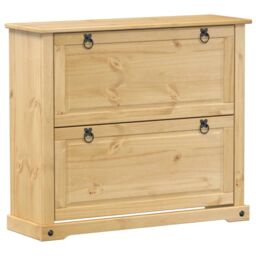 Berkfield Home Shoe Cabinet Corona 99x32x85 cm Solid Wood Pine in Brown - Size: 99 x 32 x 85 cm - thumbnail 2