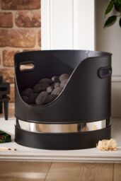 Dibor Contemporary Matte Black Fireplace Coal, Log Storage & Kindling Bucket Basket - thumbnail 5