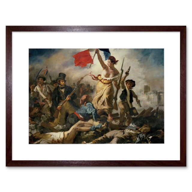 Artery8 Wall Art Print Eugène Delacroix July 28 1830 Liberty Leading The People Revolution Reproduction Painting Artwork Framed 9X7 Inch - image 1