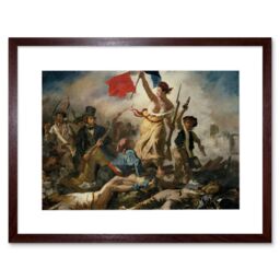Artery8 Wall Art Print Eugène Delacroix July 28 1830 Liberty Leading The People Revolution Reproduction Painting Artwork Framed 9X7 Inch - thumbnail 1