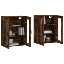 Berkfield Home Wall Mounted Cabinets 2 pcs Smoked Oak Engineered Wood in Brown - thumbnail 1