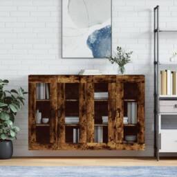 Berkfield Home Wall Mounted Cabinets 2 pcs Smoked Oak Engineered Wood in Brown - thumbnail 2